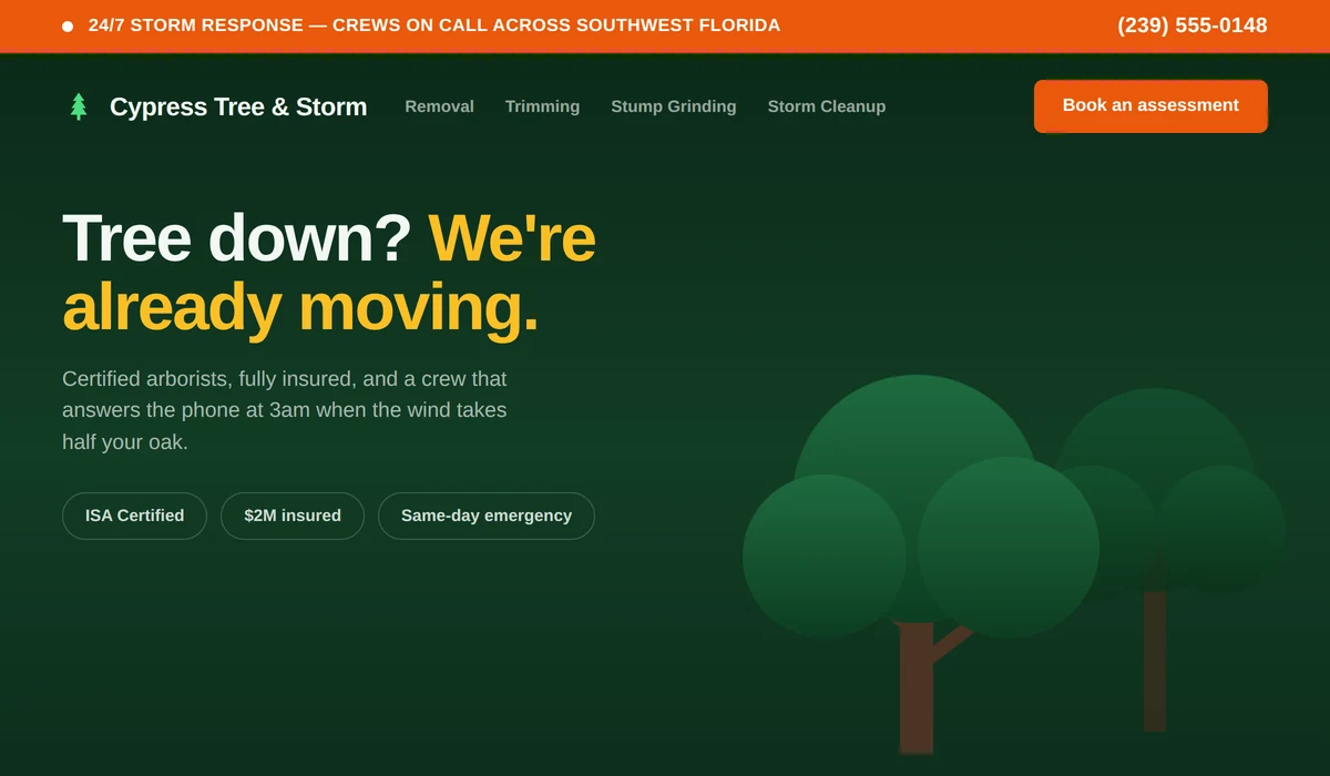 Rebuilt tree service website
